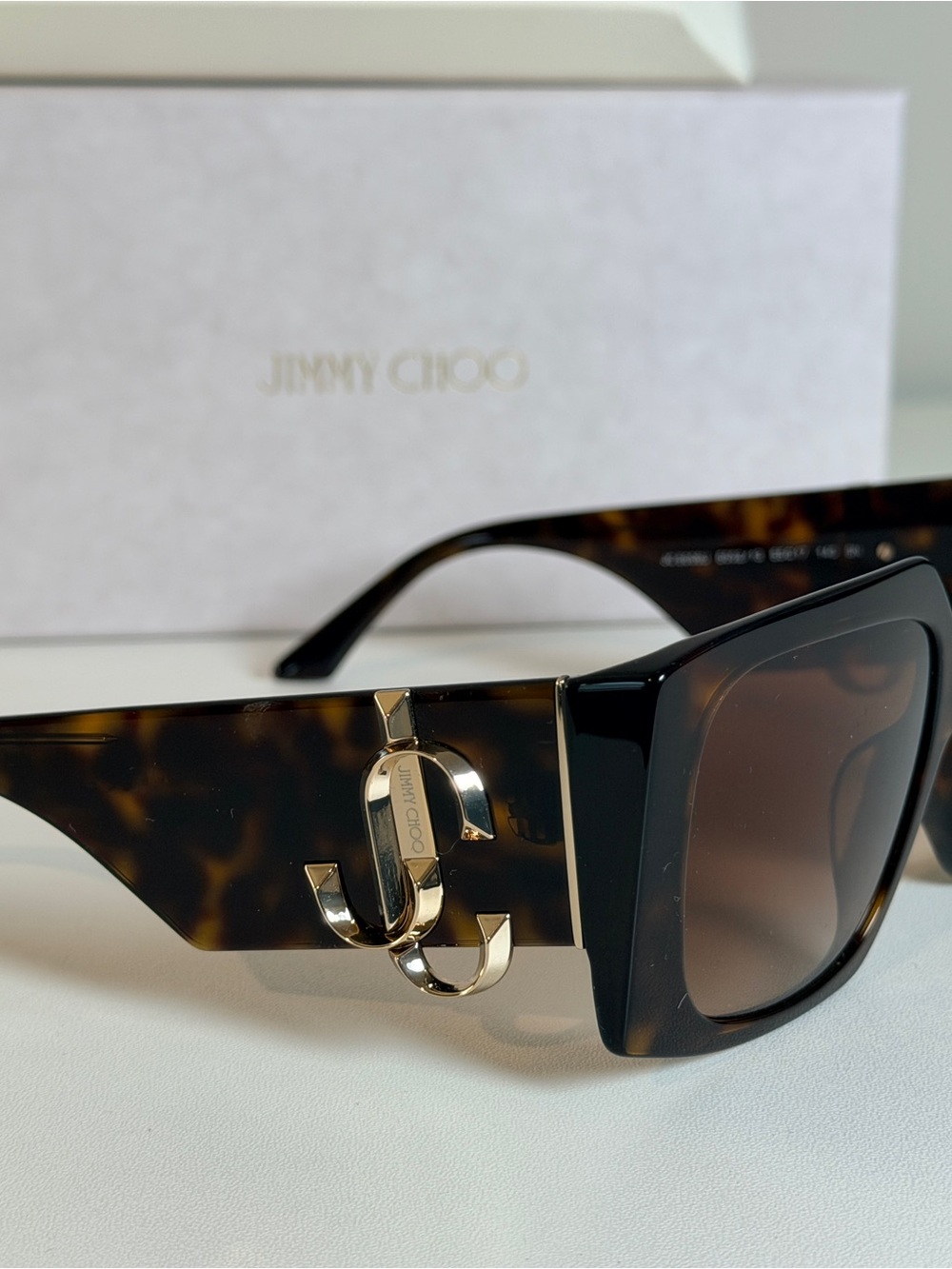 Jimmy Choo Tortoiseshell Square Sunglasses with Brown Gradient Lenses- New - Picture 2 of 6